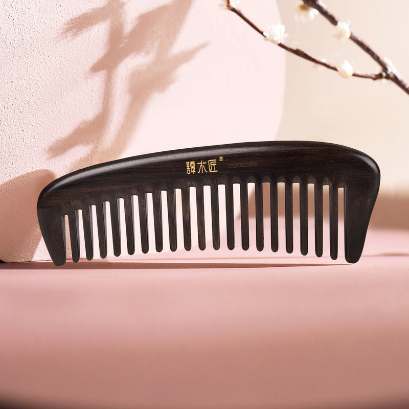Ebony Wooden Comb with Wide Tooth