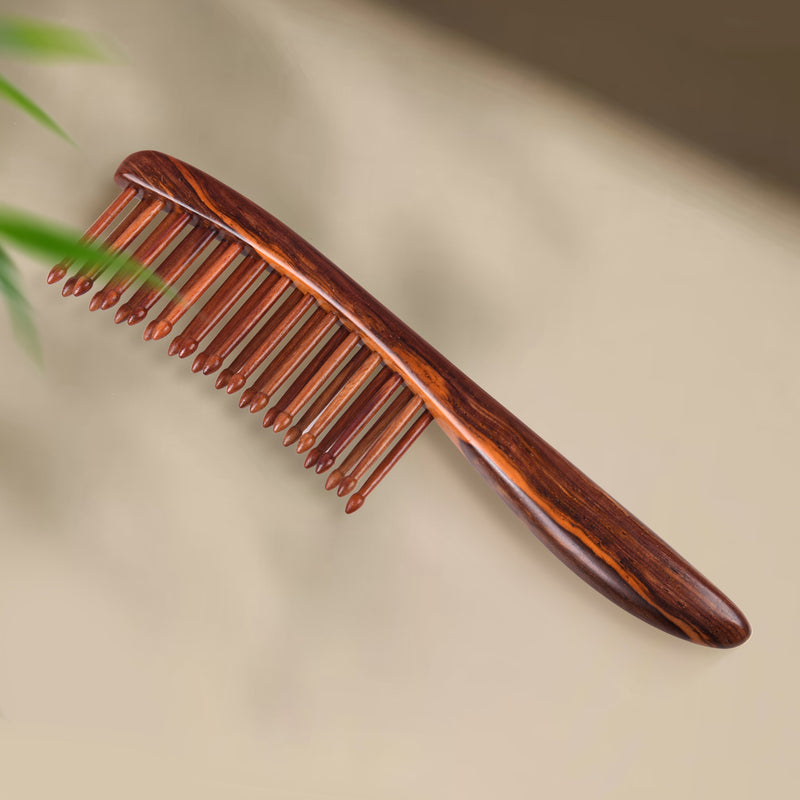 Tooth-inserted Red Wood Comb