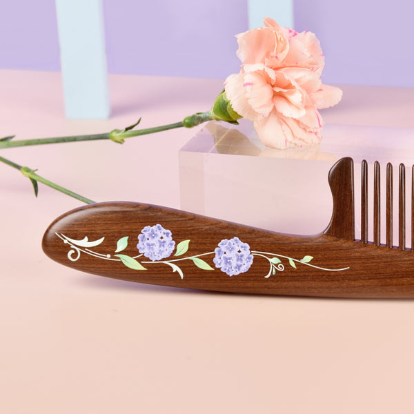 Kingwood Inserted Hair Comb with Hydrangea Pattern