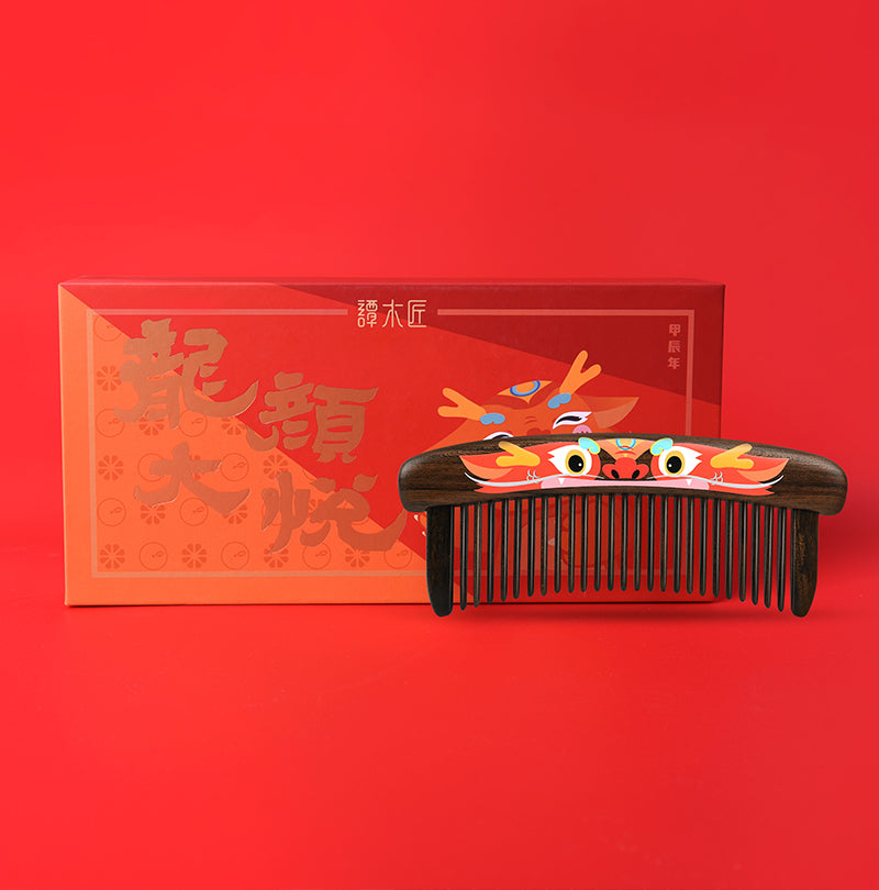 Wooden Comb with Dragon Pattern