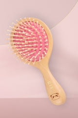 Panda Pink Wooden Hair Brush