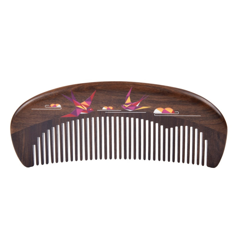 Natural Wooden Lacquer Art Comb – Harmony in Joy