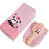 Panda Pink Wooden Hair Brush