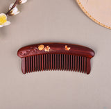 Red Wood Hair Comb (Melon & Leaf Pattern)