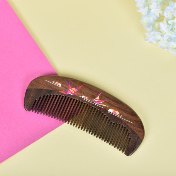 Natural Wooden Lacquer Art Comb – Harmony in Joy