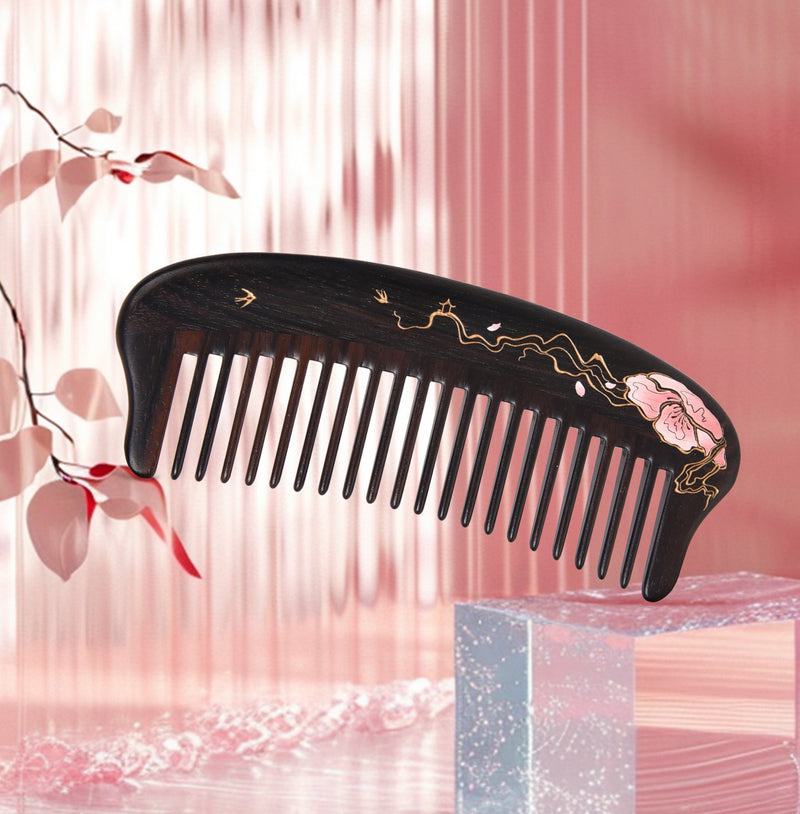 Wide tooth comb ebony wood