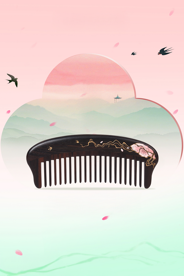 Wide tooth comb ebony wood