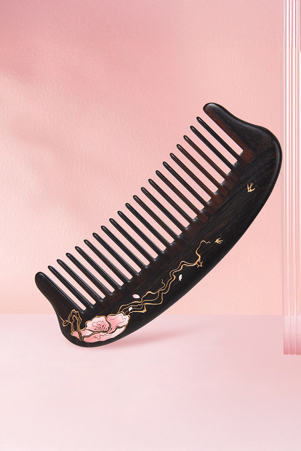 Wide tooth comb ebony wood