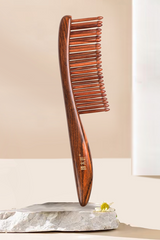 Tooth-inserted Red Wood Comb