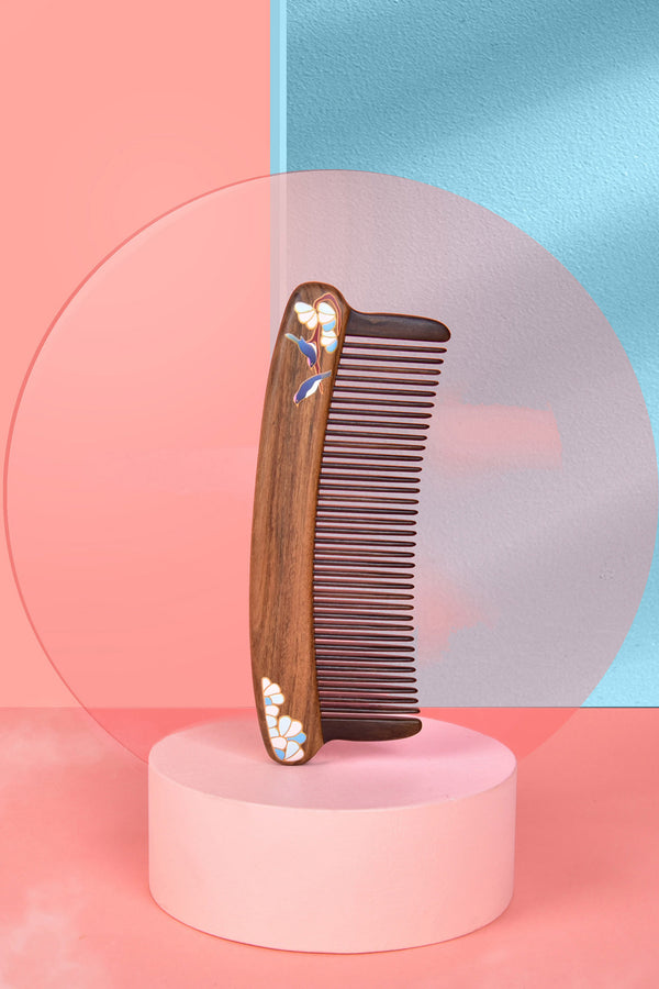 Wooden Hair Comb (A pair of Magpie)