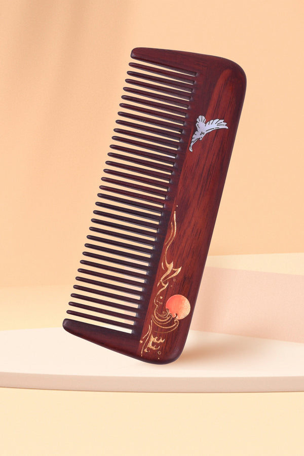 Rosewood Comb (Seashell Bird)