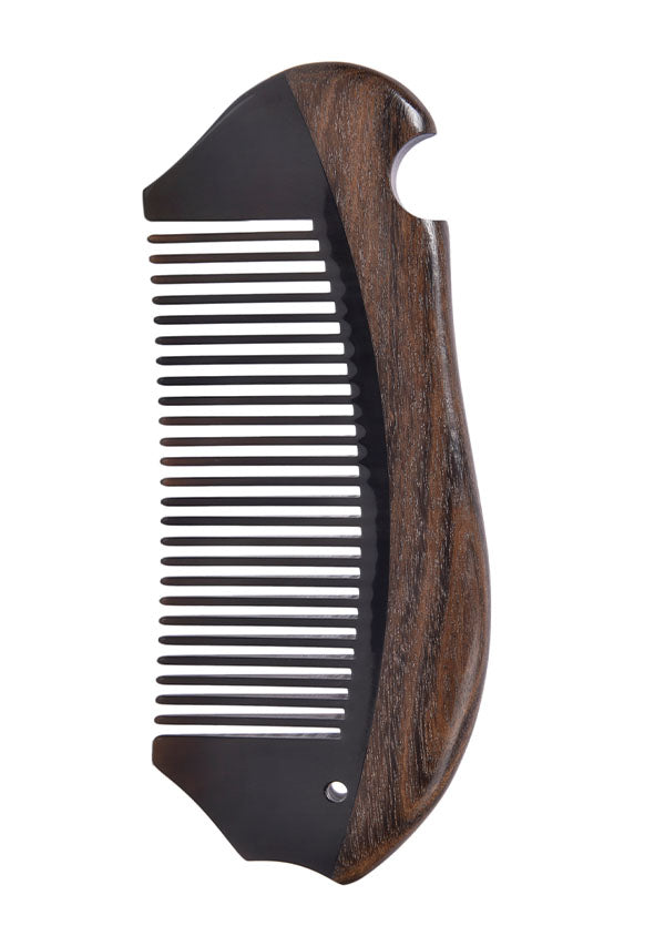 Natural Wood and Buffalo Horn Comb
