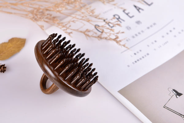Round Shape Tooth-Inserted Handheld Scalp Massager