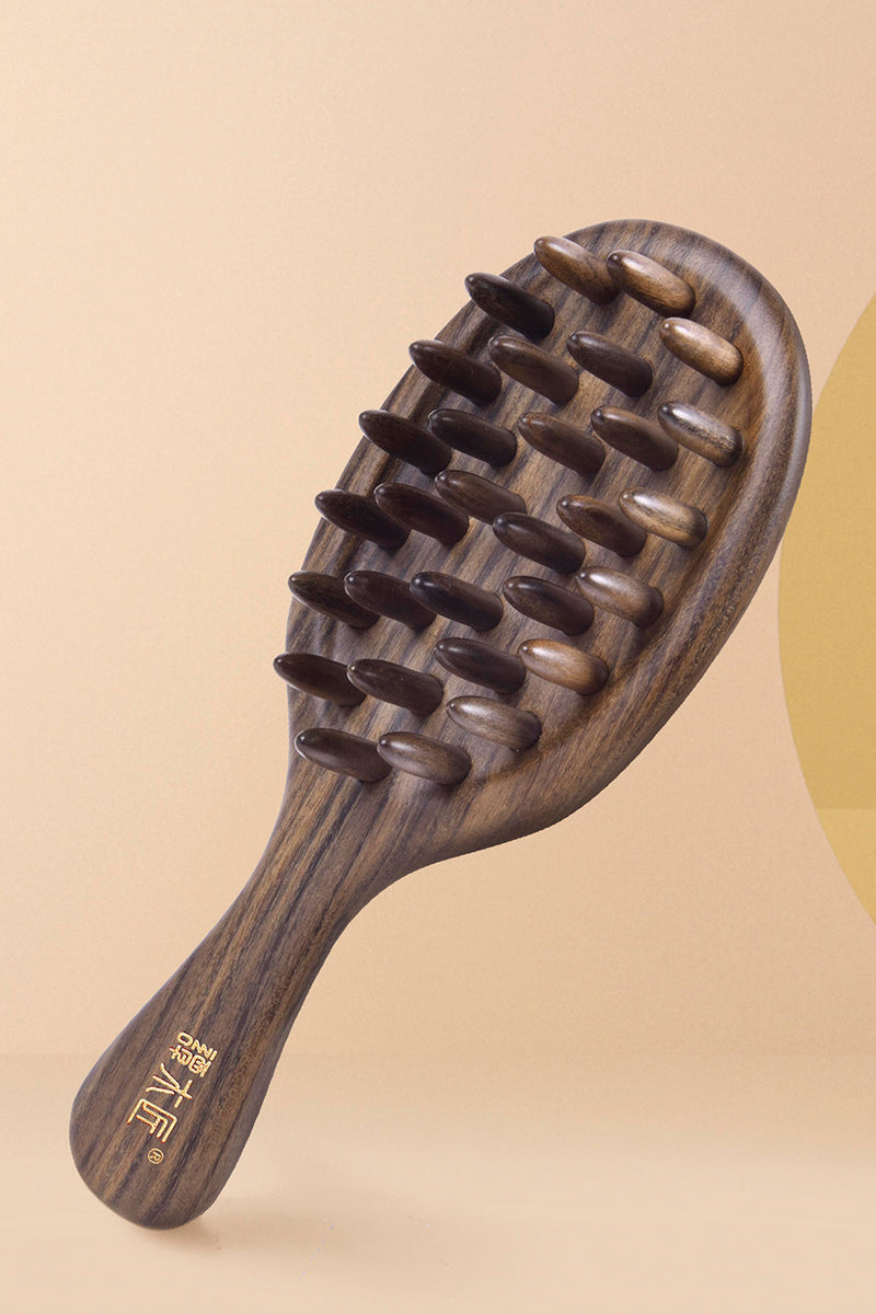 Tooth inserted Wood Hair Brush