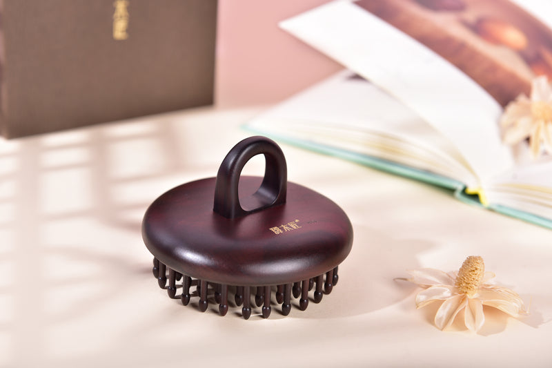 Rosewood Inserted Teeth Handheld Round Cushion Brush