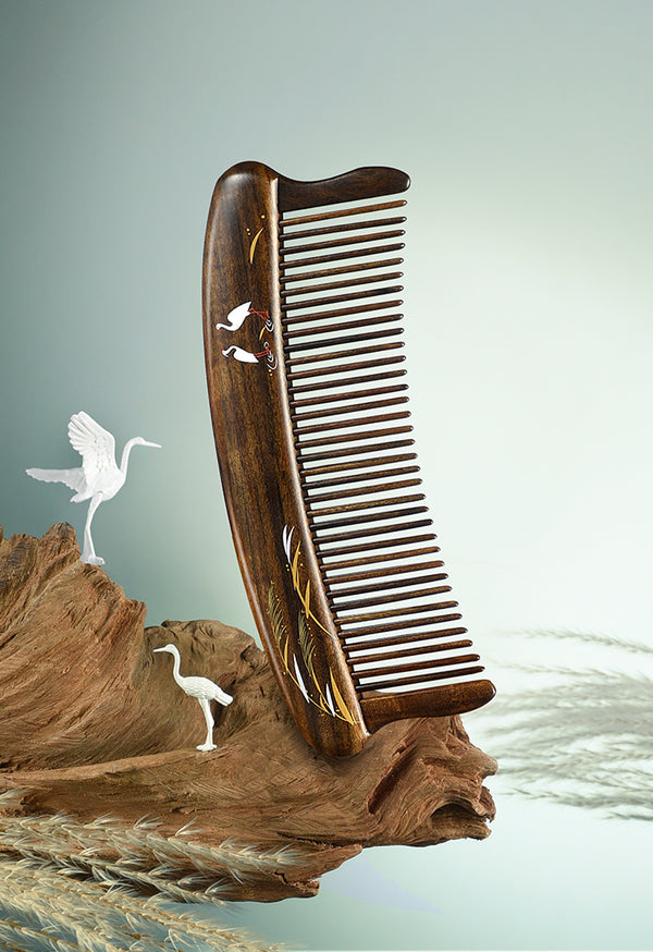 Hair Comb teeth inlay Green Reed