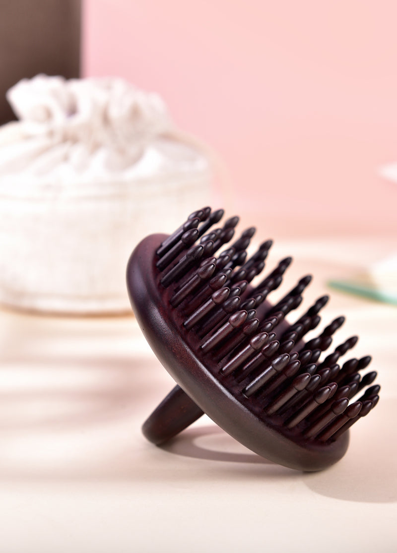 Rosewood Inserted Teeth Handheld Round Cushion Brush