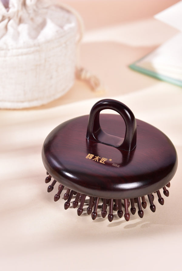 Rosewood Cushion Handheld Hair Brush Round Shape