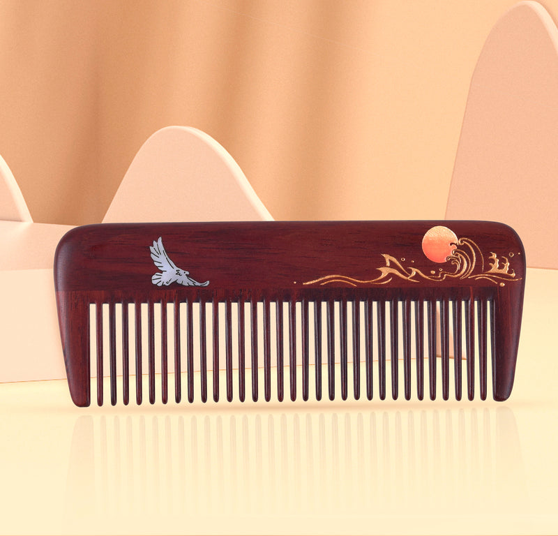 Rosewood Comb (Seashell Bird)