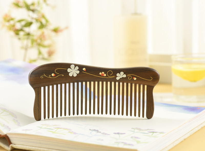 Hair Comb Teeth inlay Flower Blossom