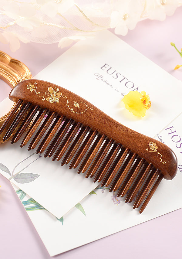 Wooden Comb Double-teeth-inserted