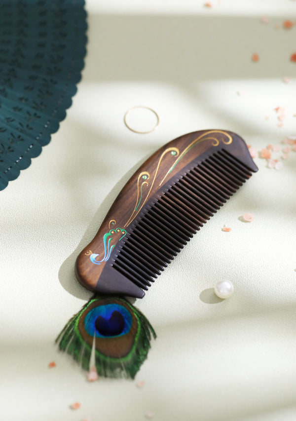 Peacock Plume Hair Comb