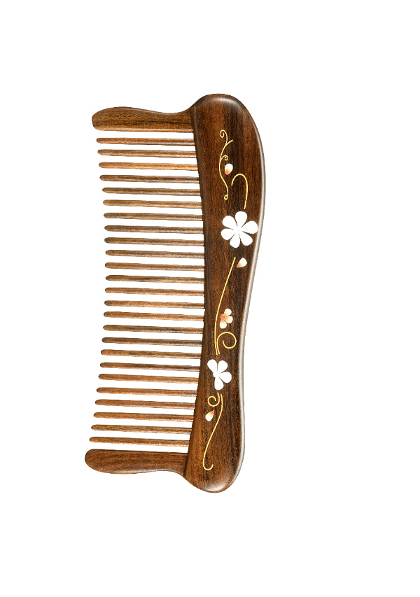 Hair Comb Teeth inlay Flower Blossom